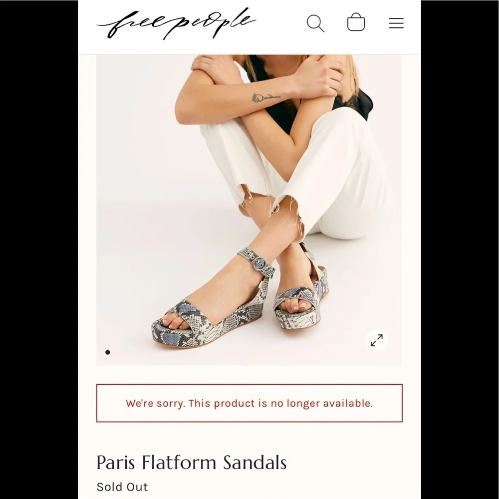 New Free People Paris Flatform sandals 36, 37, 38